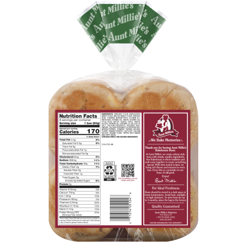 AM Bakehouse Onion Buns 8ct Bottom