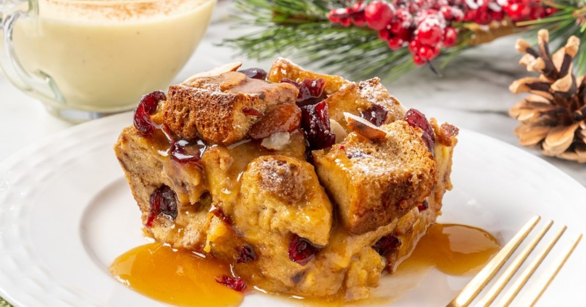 Cherry Eggnog Bread Pudding Aunt Millie's